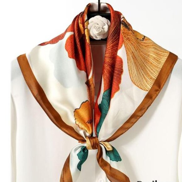 Hair Bandanas Scarf Lightweight Fashion Neck Silk Satin Head Floral Print - Picture 2 of 6